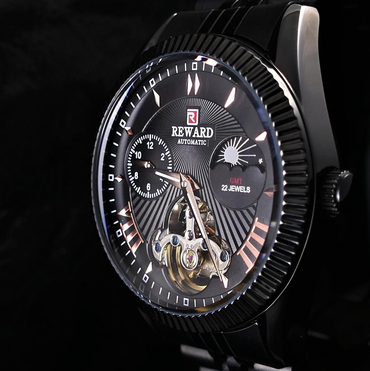 Reward A140747 45 mm Siyah Çelik Kordon Analog Kol Saati