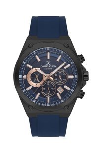 Daniel Klein DKE.1.10643-5 Takvimli Lacivert Silikon Kordon Analog Erkek Kol Saati