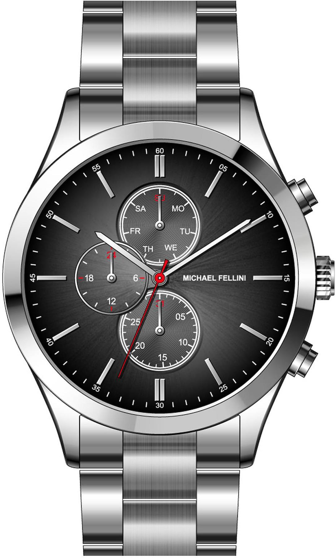 Michael Fellini 2351-2 Takvimli 44 mm Metal Kordon Analog Erkek Kol Saati