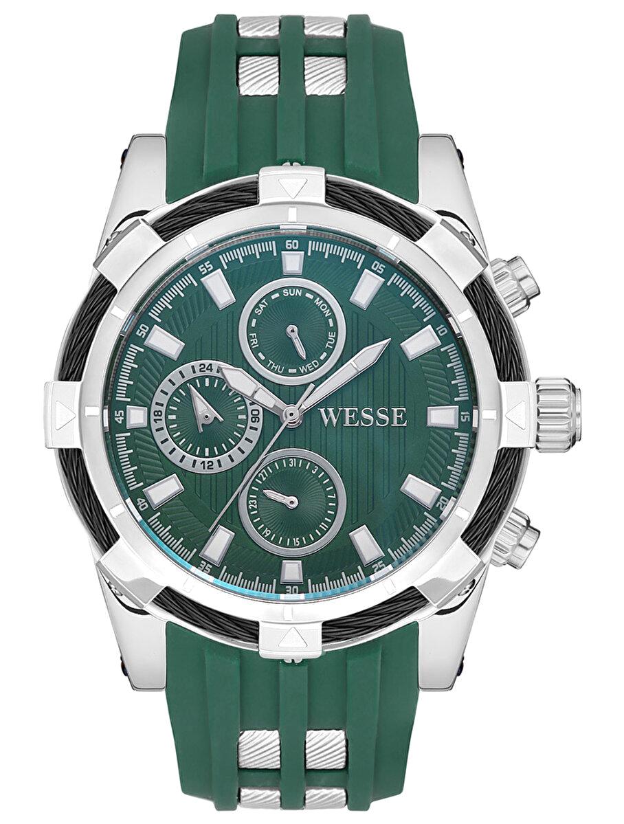 Wesse WWG401703 Pusulalı Takvimli 47 mm Yeşil Silikon Kordon Analog Erkek Kol Saati