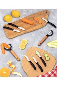 lufex Dark Slicers Set - 8 Parça Mutfak Seti - 6 Bıçak , 2 Soyacak
