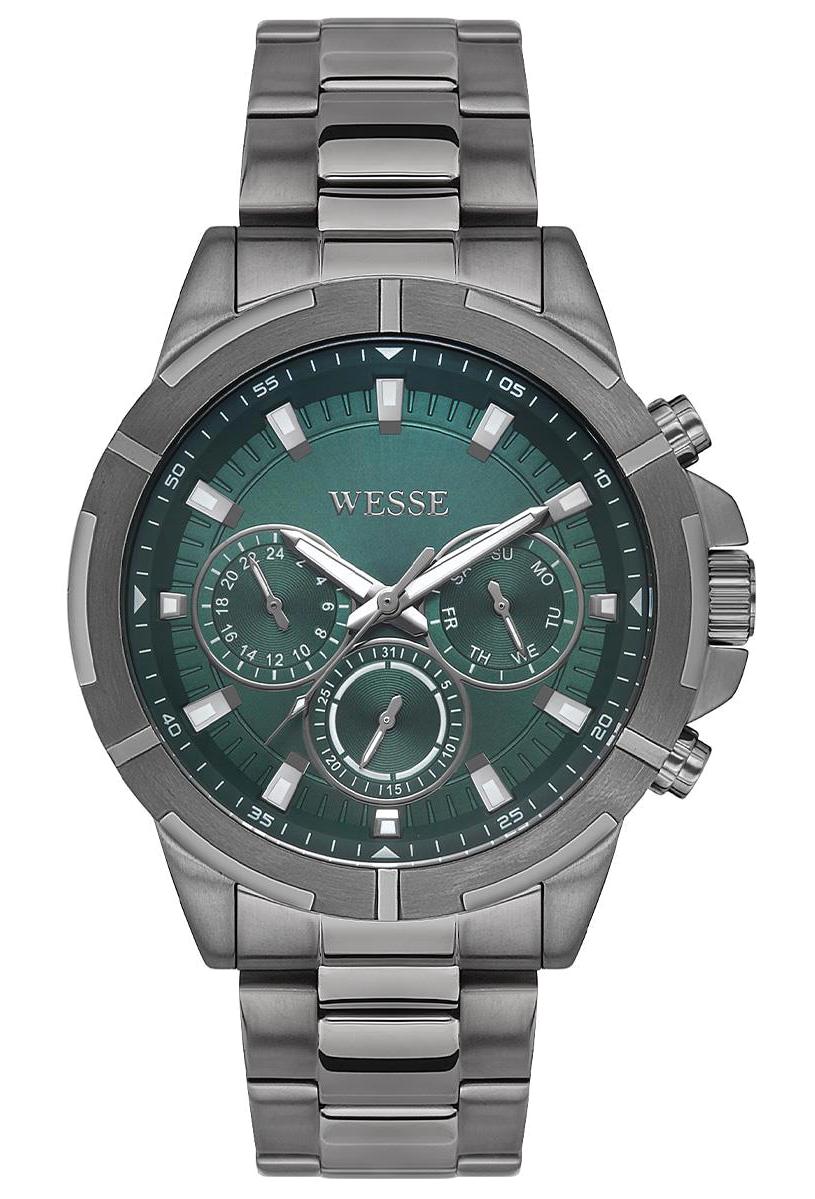 Wesse WWG205206 Pusulalı Takvimli 46 mm Füme Çelik Kordon Analog Erkek Kol Saati