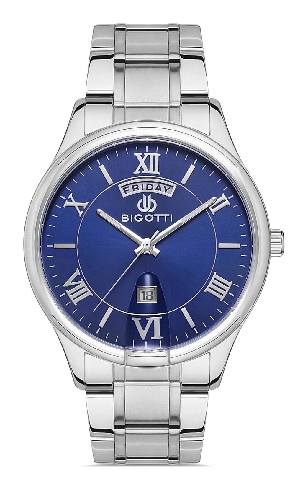 Bigotti BG.1.10414.2 Takvimli 44 mm Çelik Kordon Analog Erkek Kol Saati
