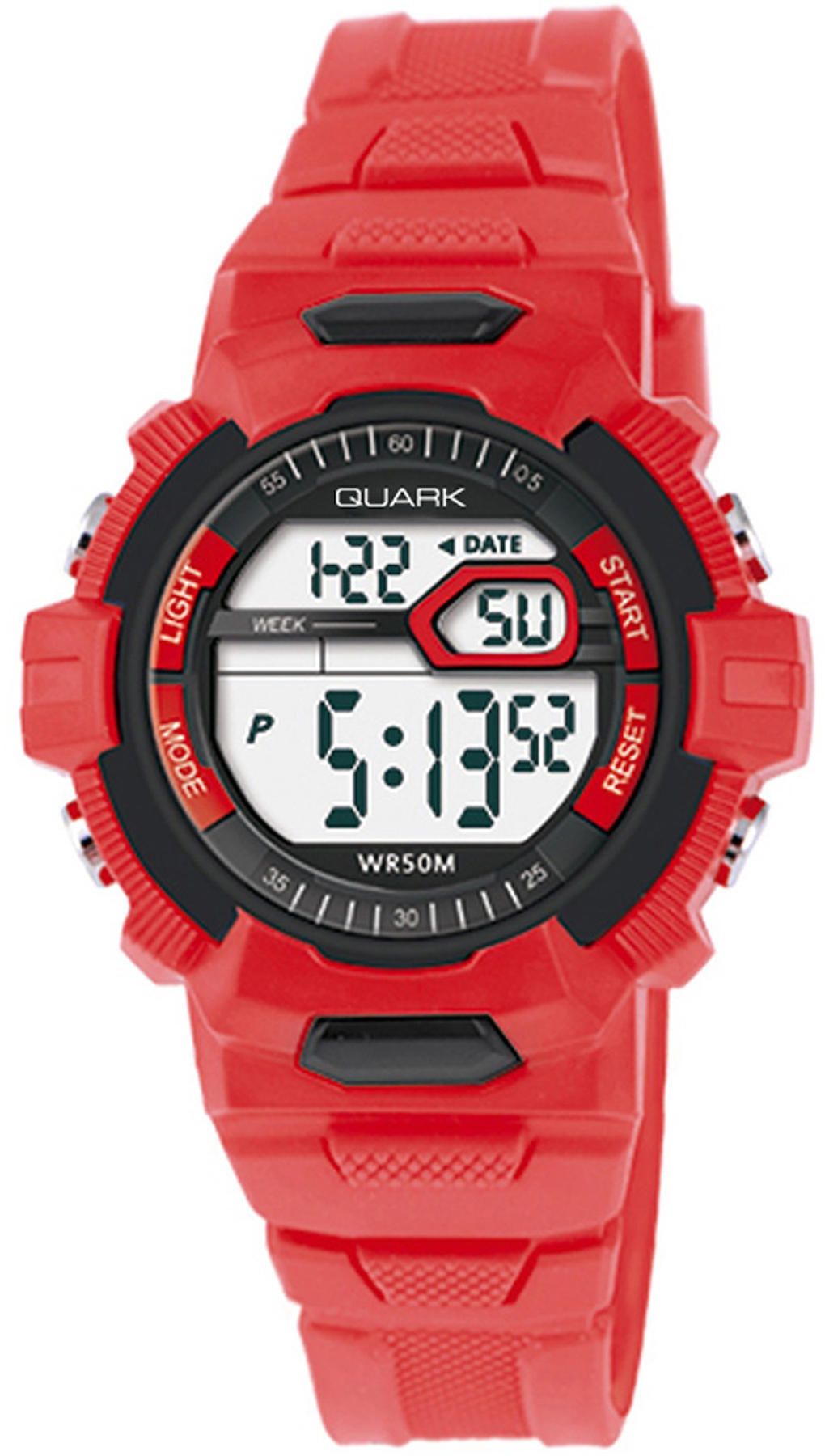 Quark QU-215L-2 Takvimli 42 mm Kırmızı Silikon Kordon Analog Kol Saati