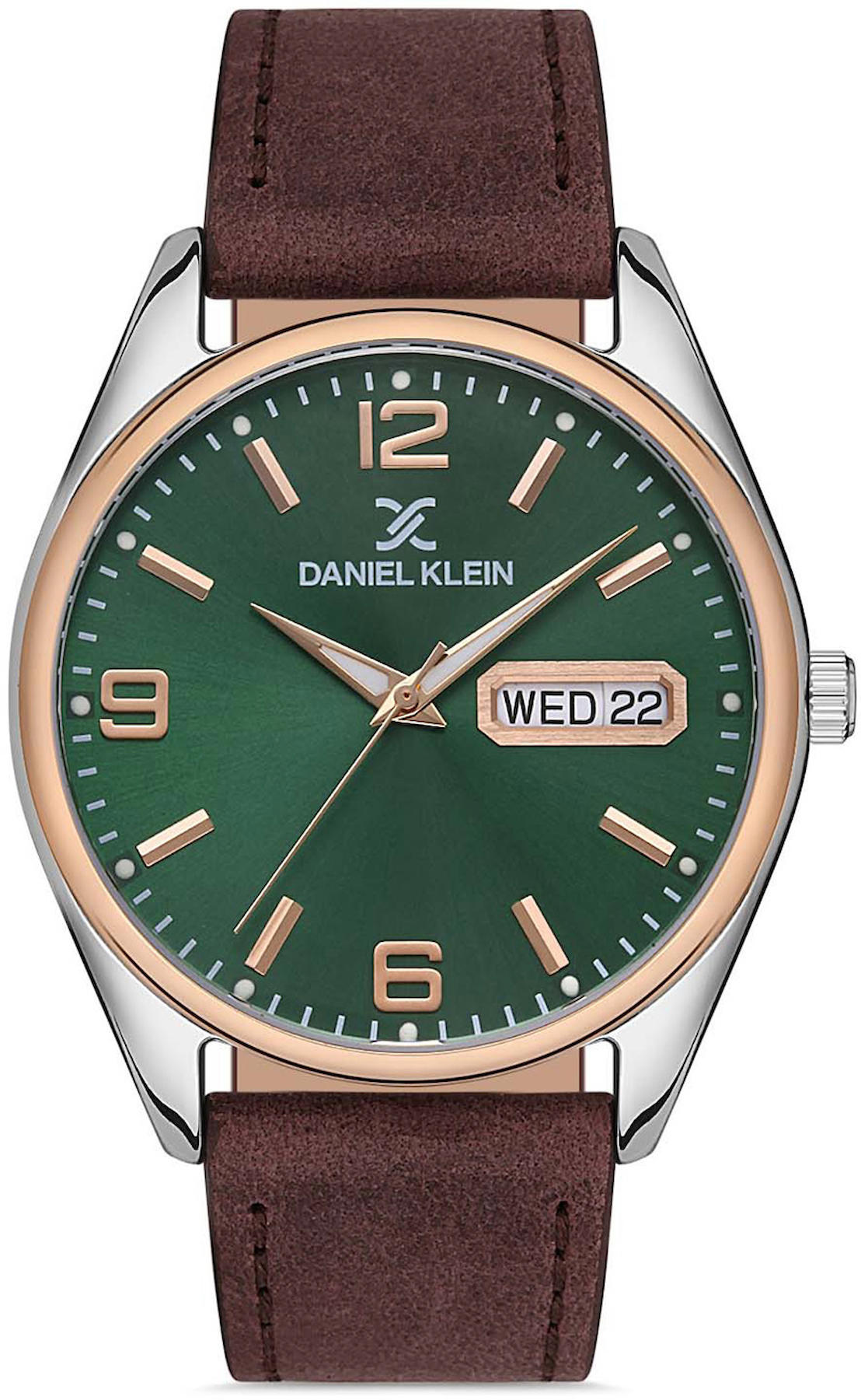 Daniel Klein DKE.1.10057.4 Takvimli 44 mm Kahverengi Deri Kordon Analog Kol Saati
