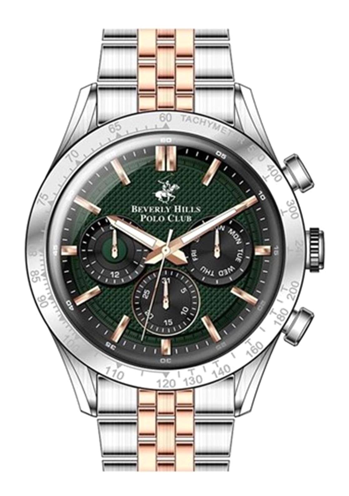 Beverly Hills Polo Club BP3316X370 Takvimli 45 mm Gri-Rose Gold Çelik Kordon Analog Erkek Kol Saati