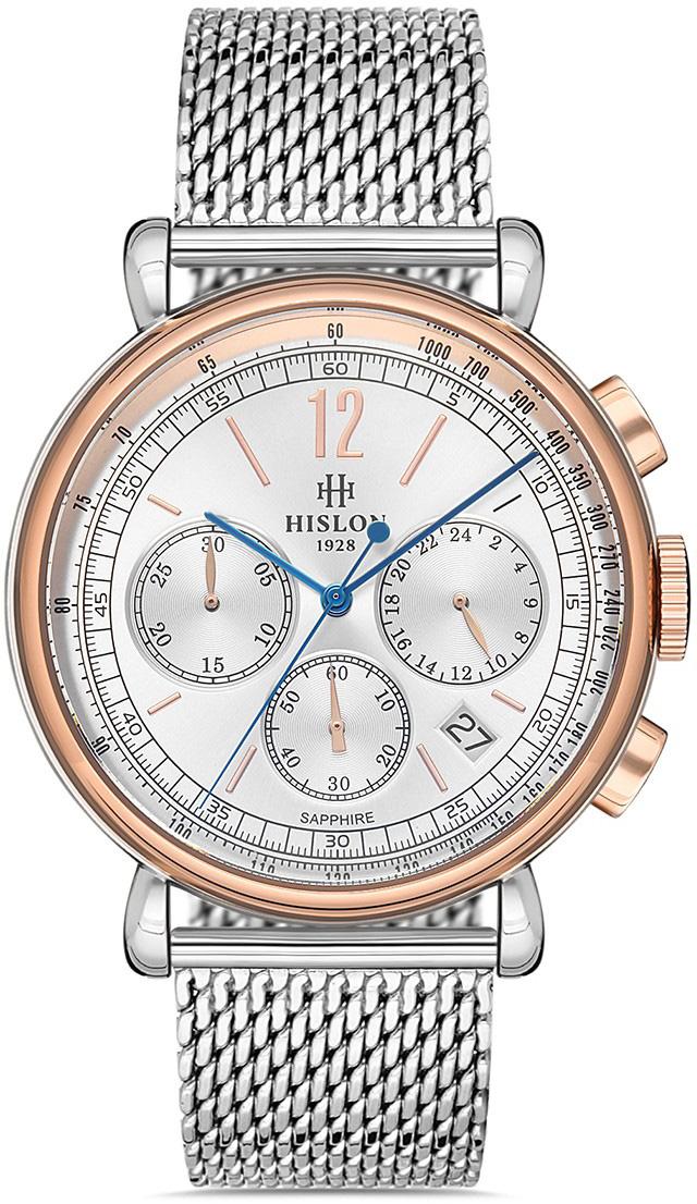 Hislon MS100T-02SR Pusulalı Takvimli Çelik Kordon Analog Erkek Kol Saati