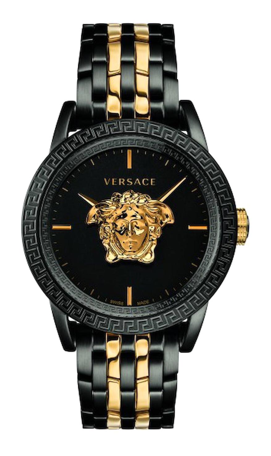 Versace VRSCVERD01119 43 mm Altın-Siyah Çelik Kordon Analog Erkek Kol Saati