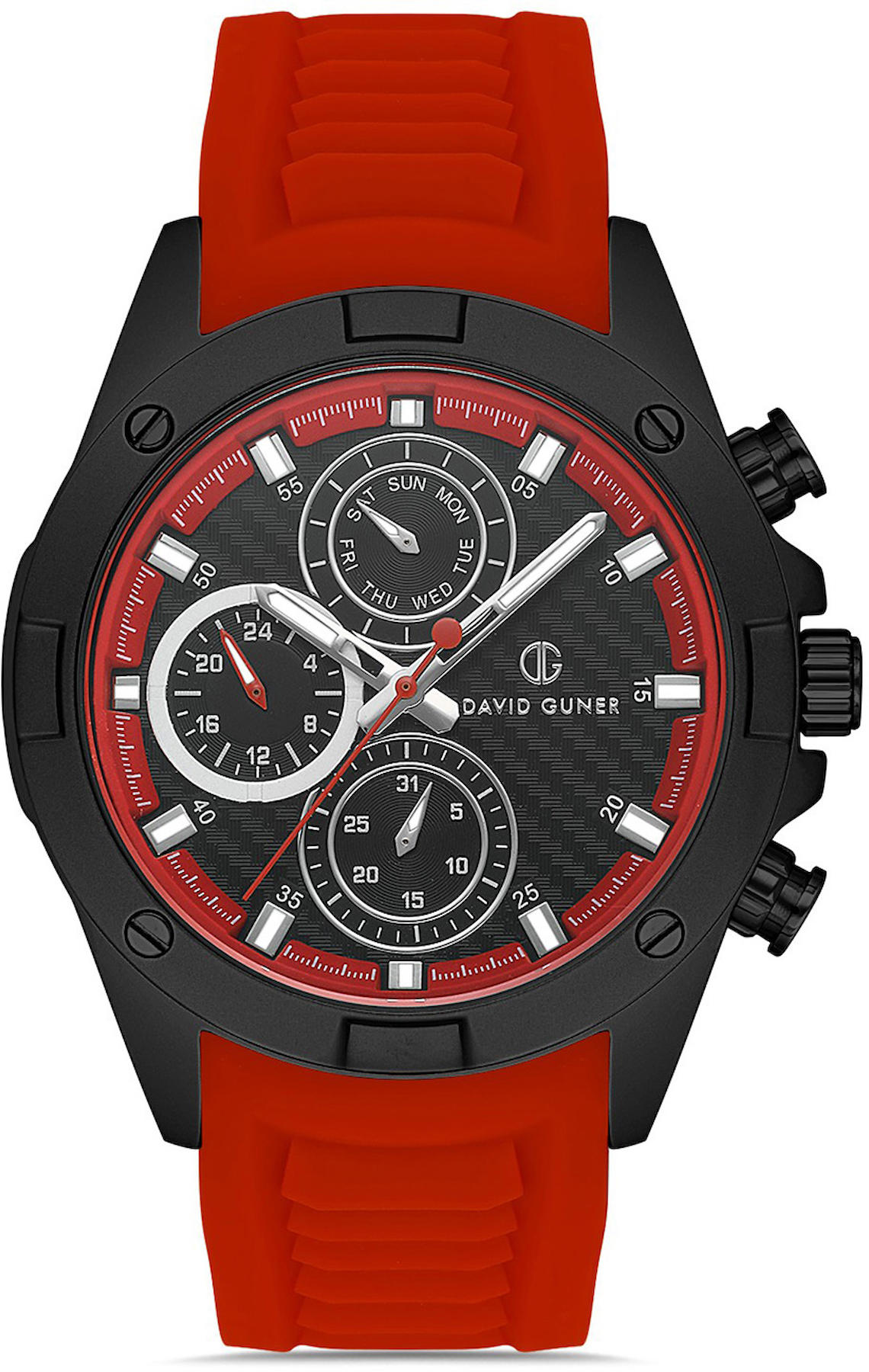 David Guner DG-8609GD-ZP2 Takvimli 42 mm Kırmızı Metal Kordon Analog Kol Saati