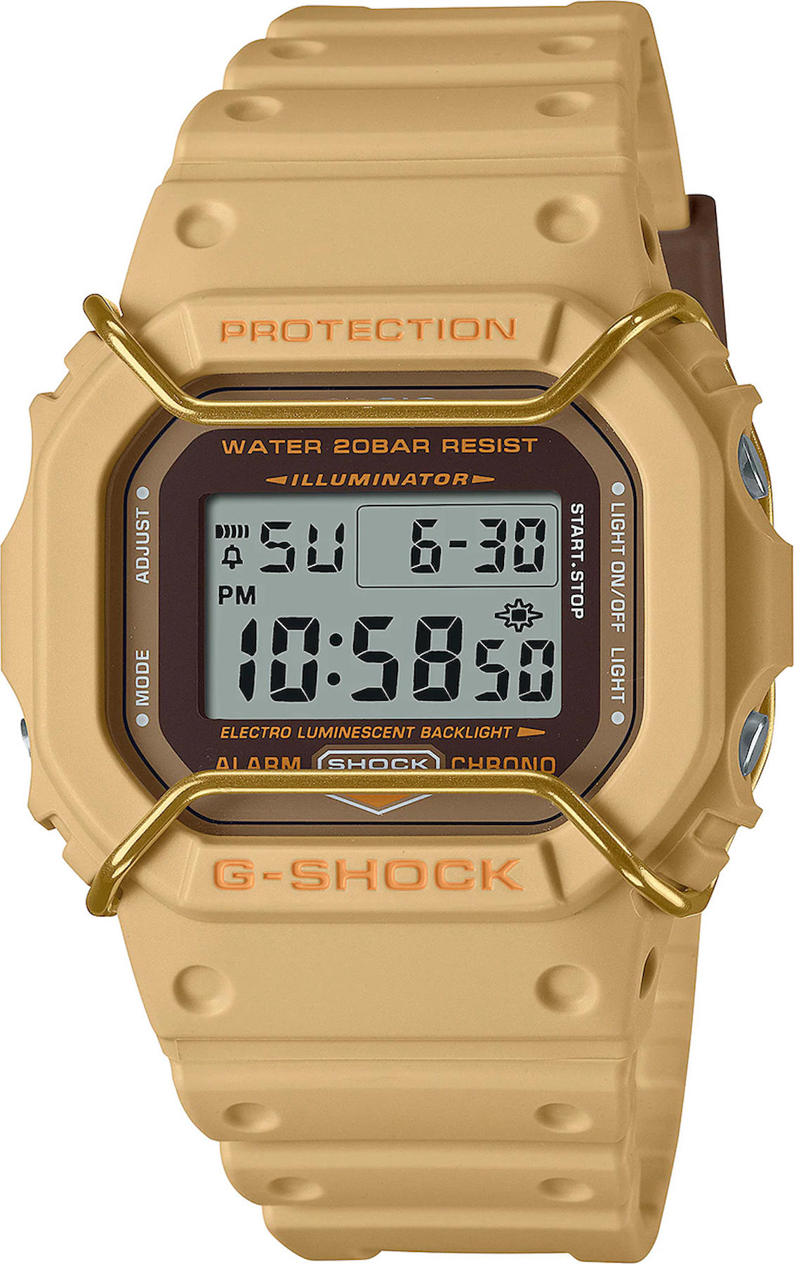 Casio DW-5600PT-5D Takvimli 42 mm Sarı Silikon Kordon Dijital Kol Saati