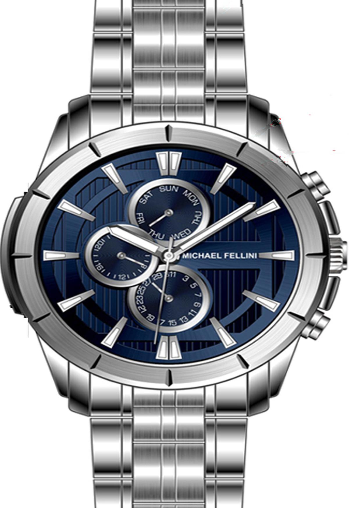 Michael Fellini 2342-1 Takvimli 44 mm Metal Kordon Analog Erkek Kol Saati
