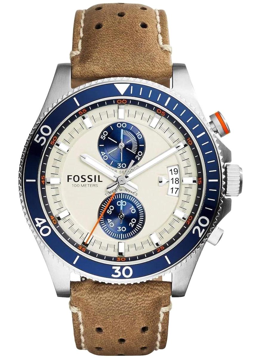 Fossil CH2951 Takvimli 45 mm Kahverengi Deri Kordon Analog Erkek Kol Saati