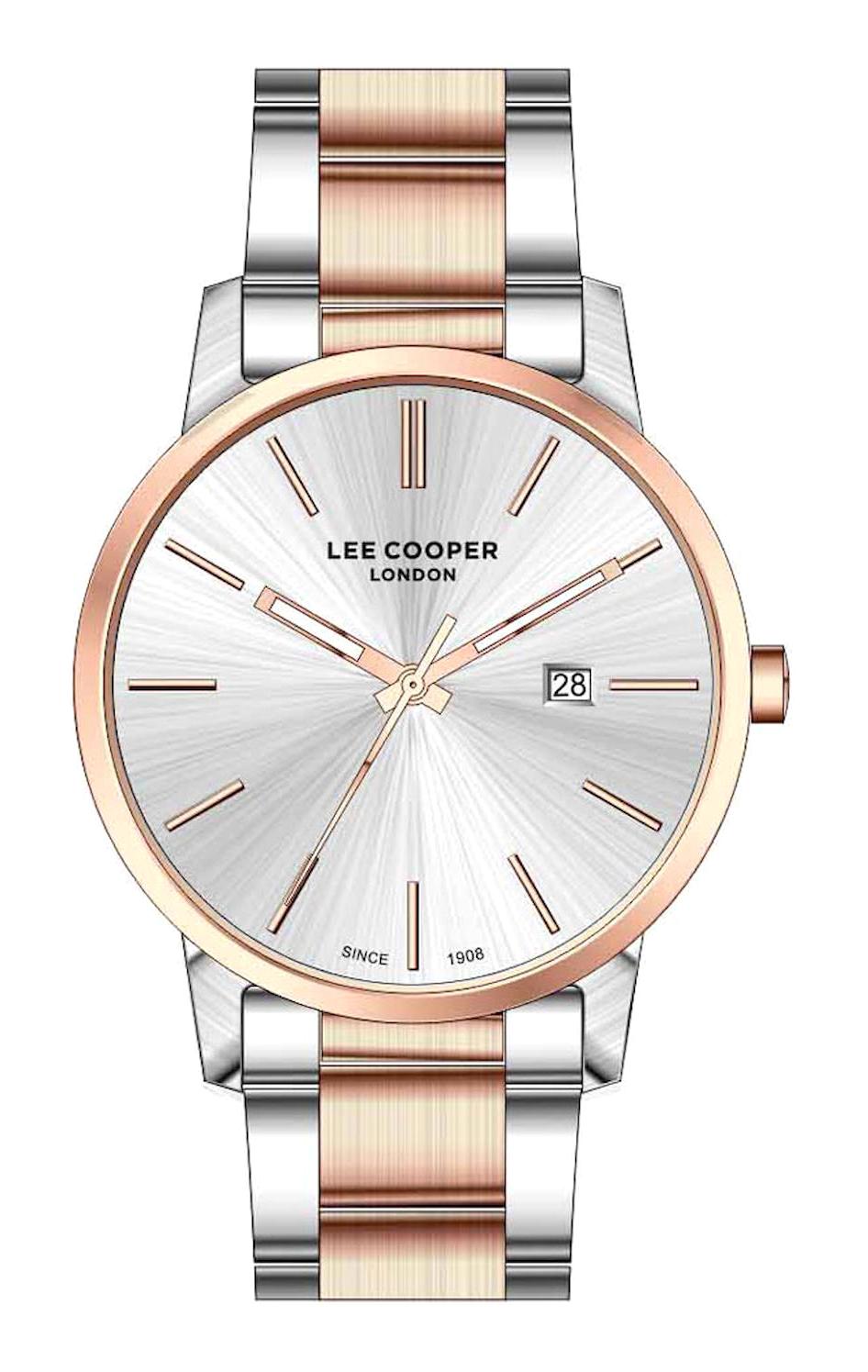 Lee Cooper LC07446.530 Takvimli 45 mm Gri-Rose Gold Çelik Kordon Analog Kol Saati