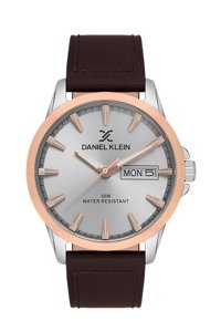 Daniel Klein DK.1.13542-4 Takvimli 42 mm Kahverengi Deri Kordon Analog Erkek Kol Saati