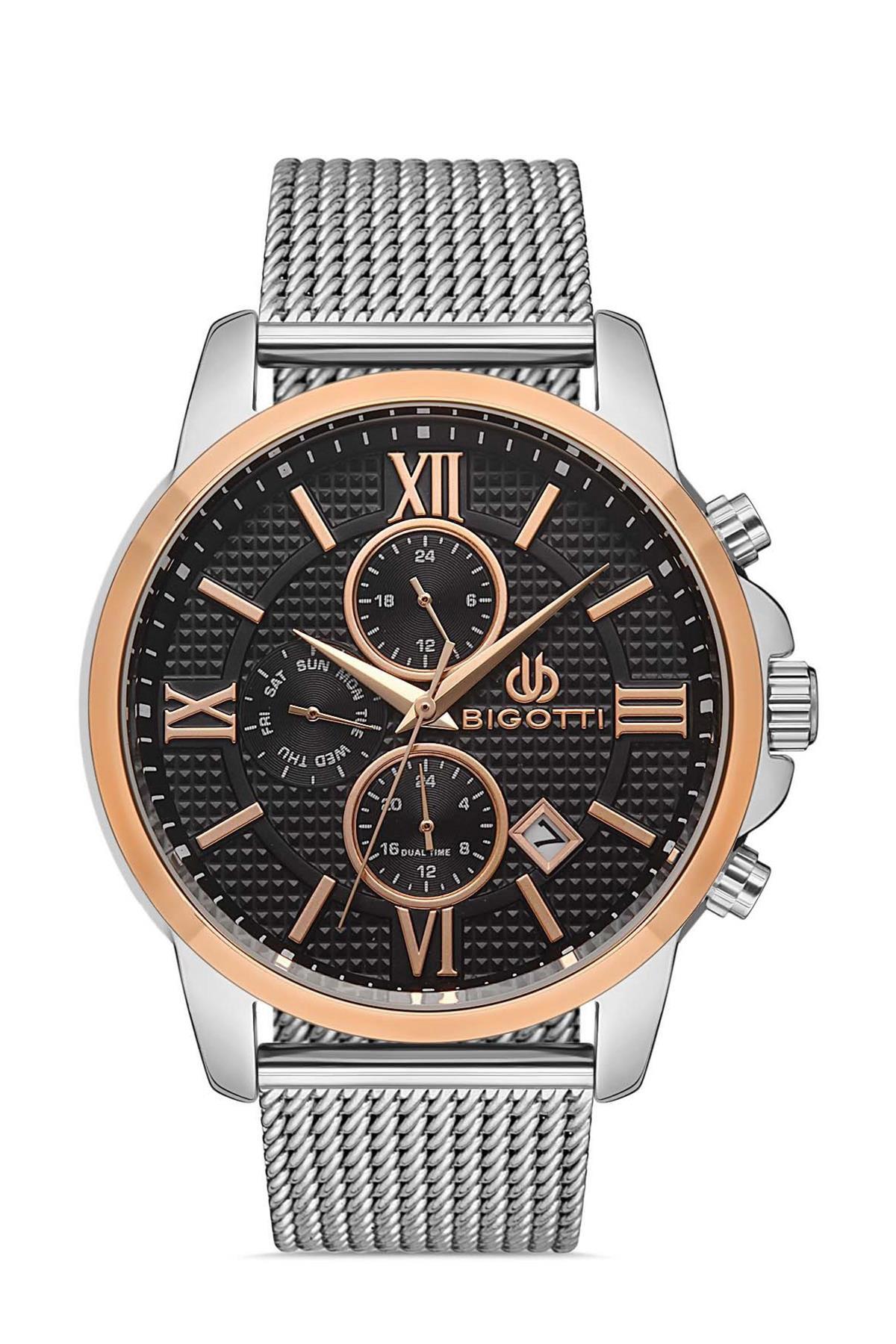 Bigotti BG.1.10330.4 Takvimli 45 mm Çelik-Hasır Kordon Analog Erkek Kol Saati