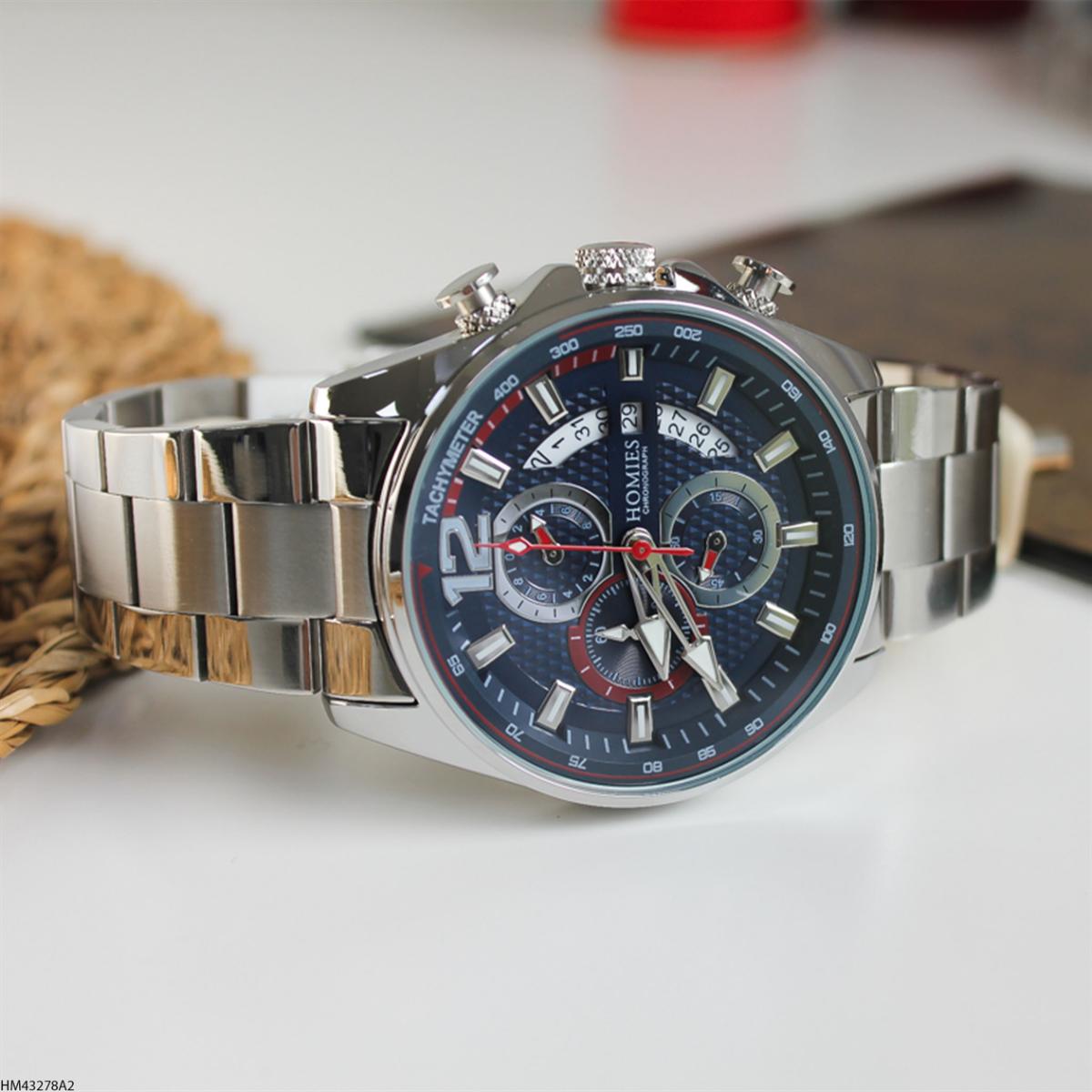 Homies HM43278A2 Pusulalı Takvimli Metal Kordon Analog Erkek Kol Saati