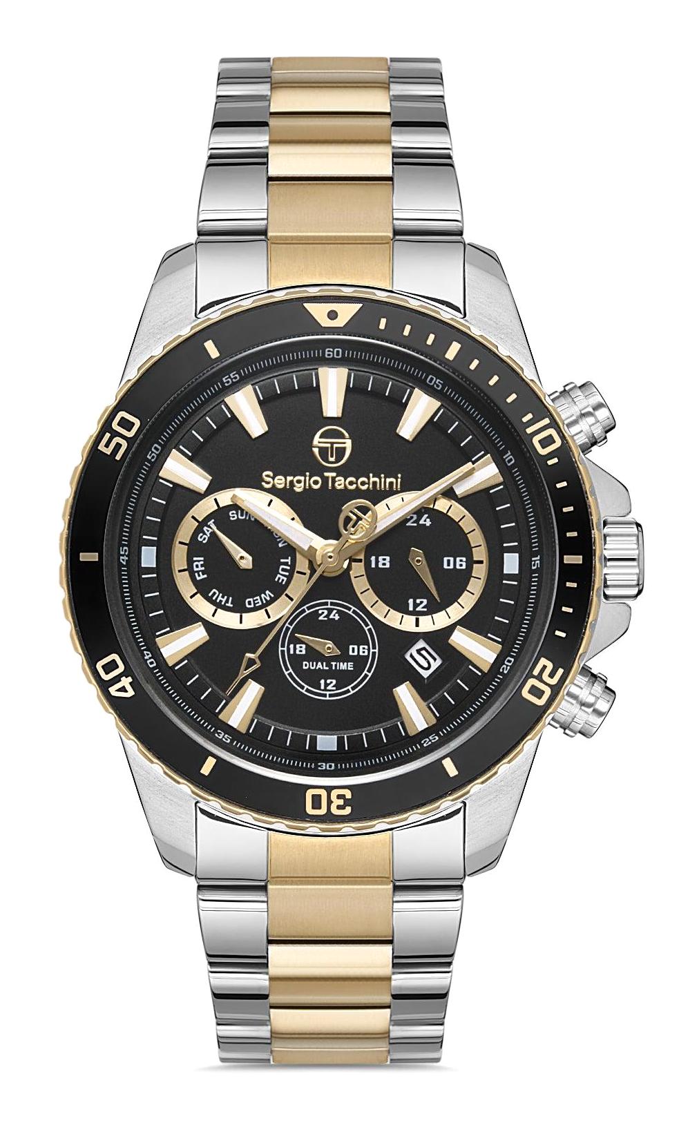 Sergio Tacchini ST.1.10174.3 Takvimli 44 mm Gri-Rose Gold Çelik Kordon Analog Erkek Kol Saati