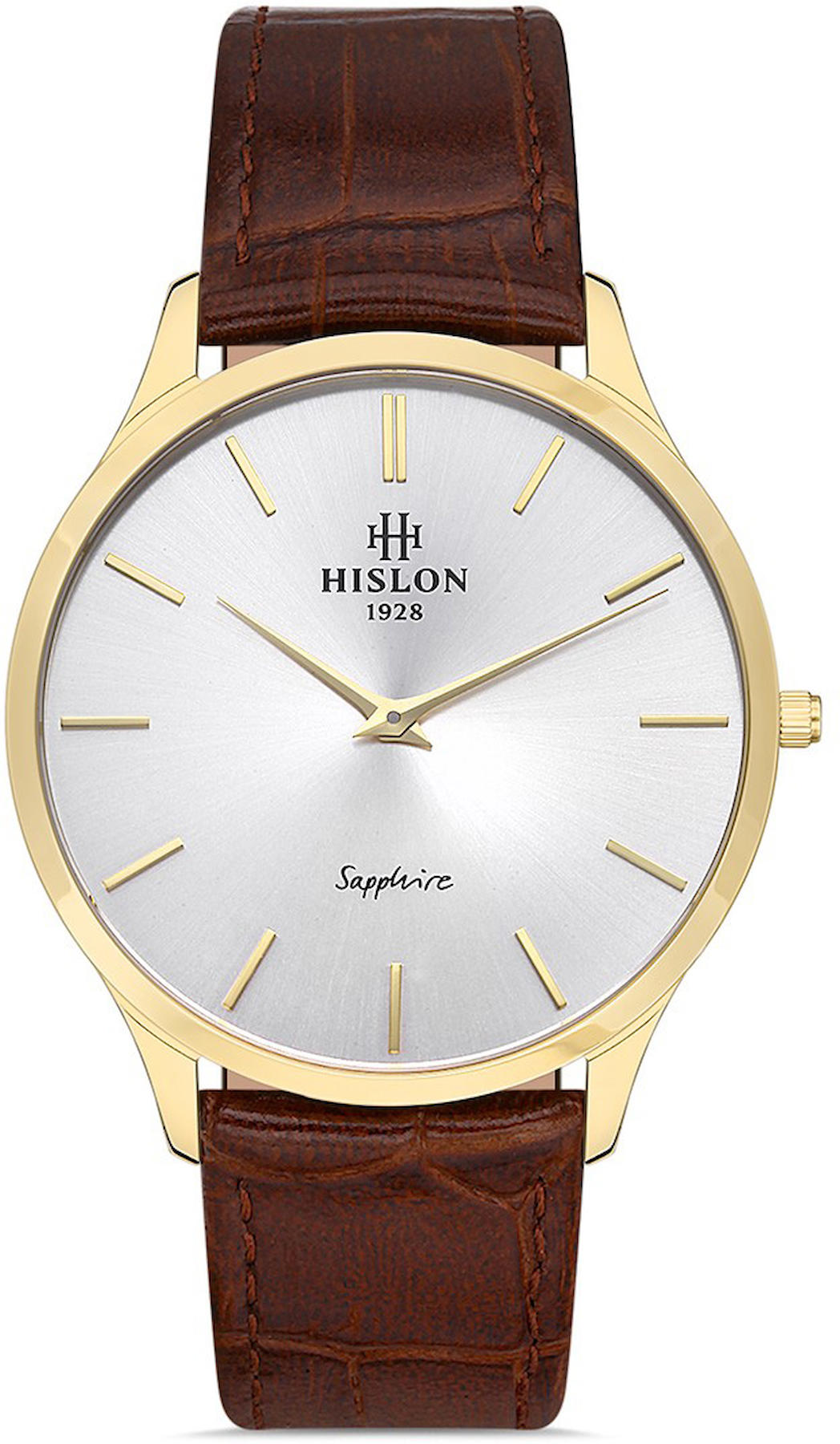 Hislon CL135G-02KG 40 mm Kahverengi Deri Kordon Analog Kol Saati