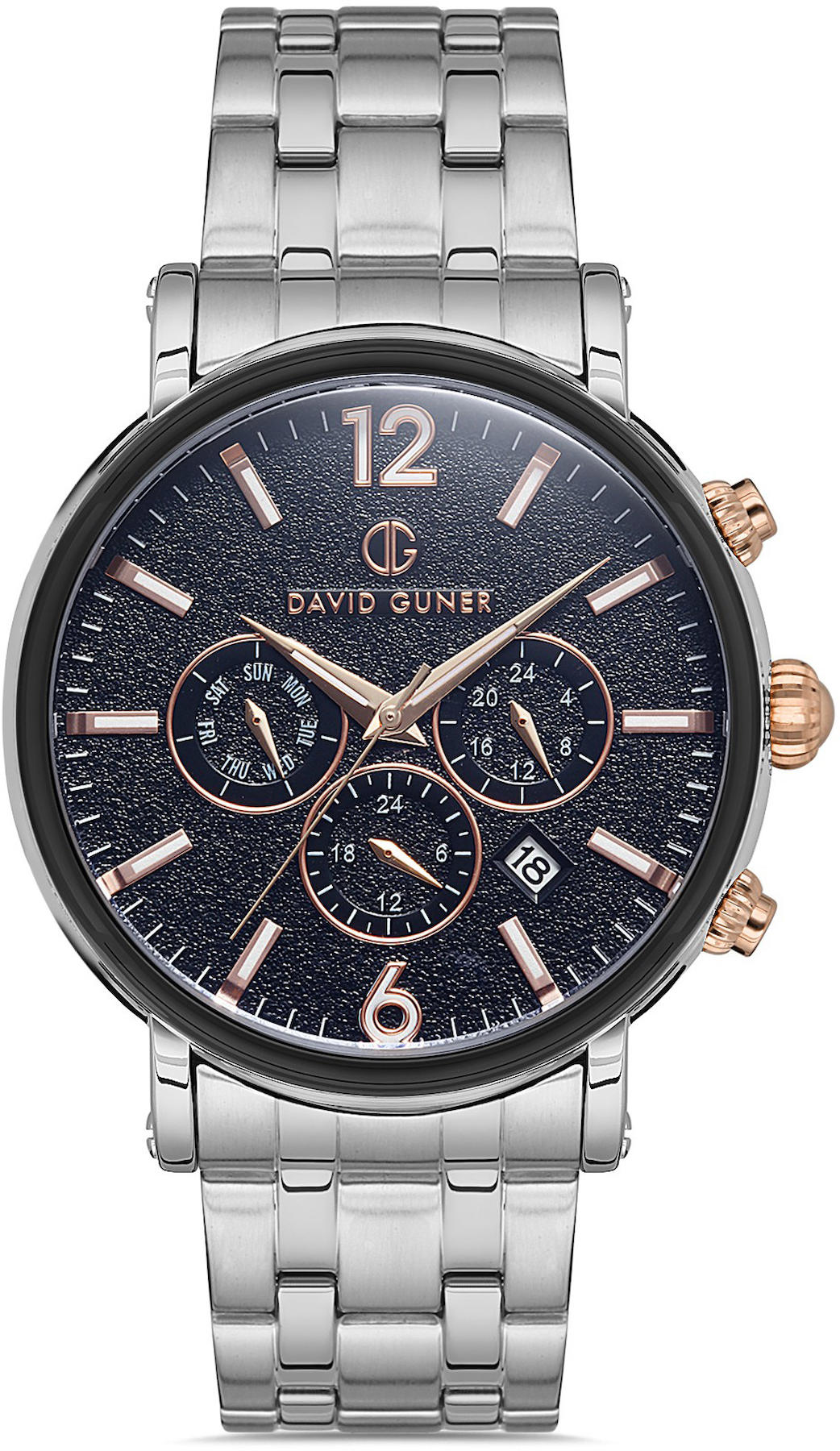 David Guner DG-8187GA-J2 Takvimli 42 mm Çelik Kordon Analog Kol Saati