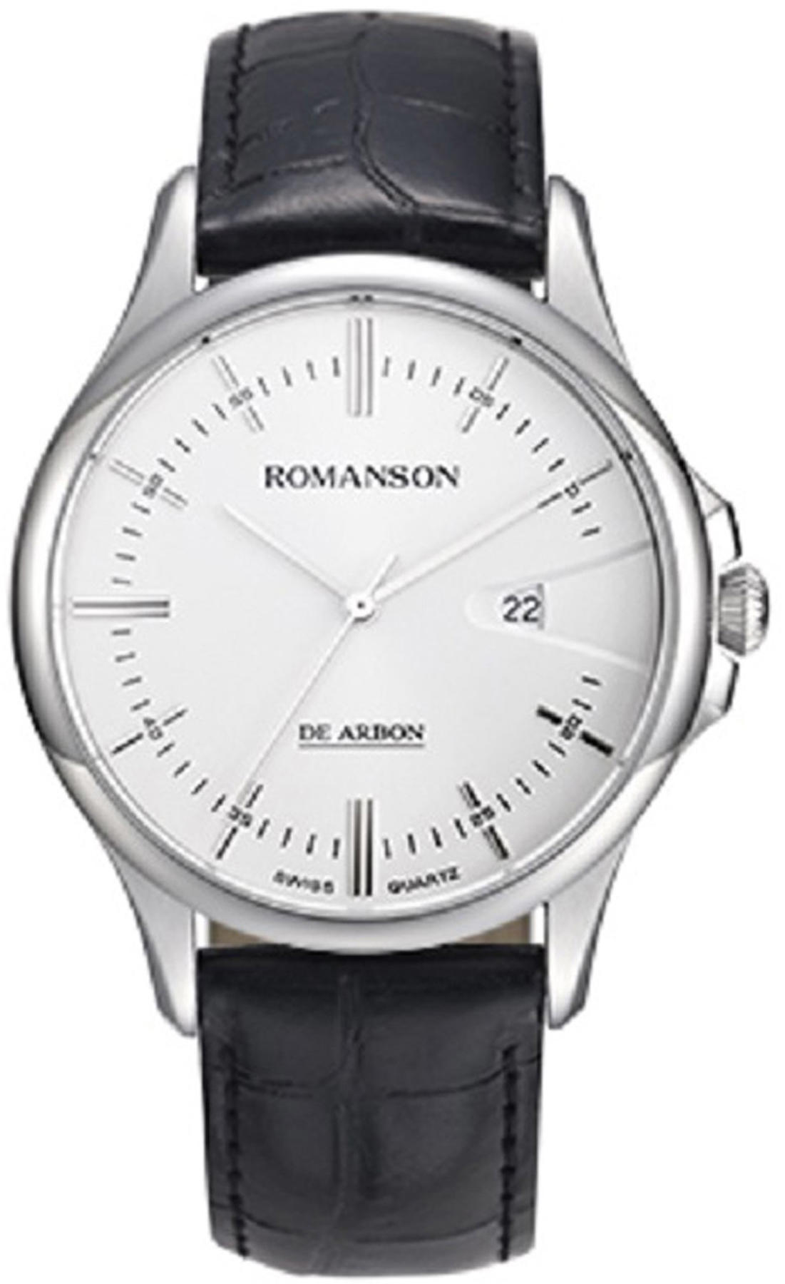 Romanson CB5A10MMBWA1R2 Takvimli 40 mm Siyah Deri Kordon Analog Kol Saati