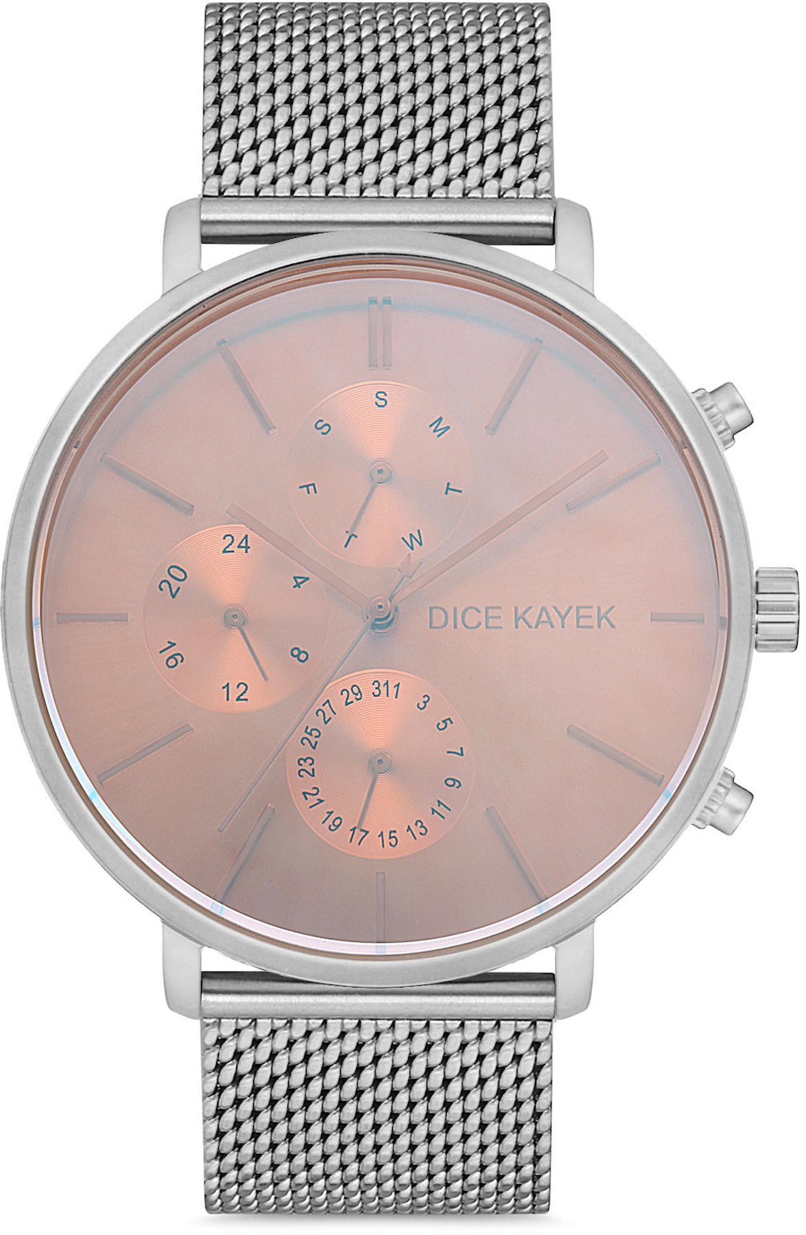 Dice Kayek DK.1.AG1241.01 Takvimli 44 mm Çelik Kordon Analog Kol Saati