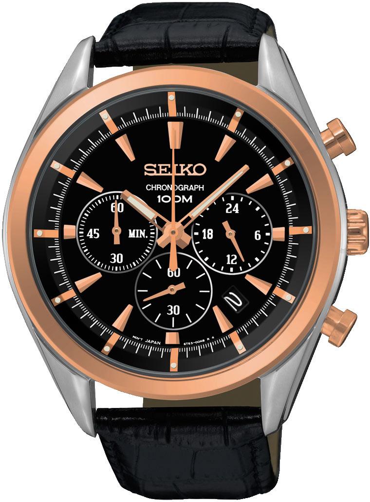 Seiko SSB172P Takvimli 43.5 mm Siyah Deri Kordon Analog Kol Saati