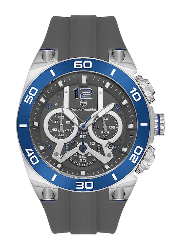 Sergio Tacchini ST.5.10004.4 Takvimli 46 mm Antrasit Silikon Kordon Analog Erkek Kol Saati