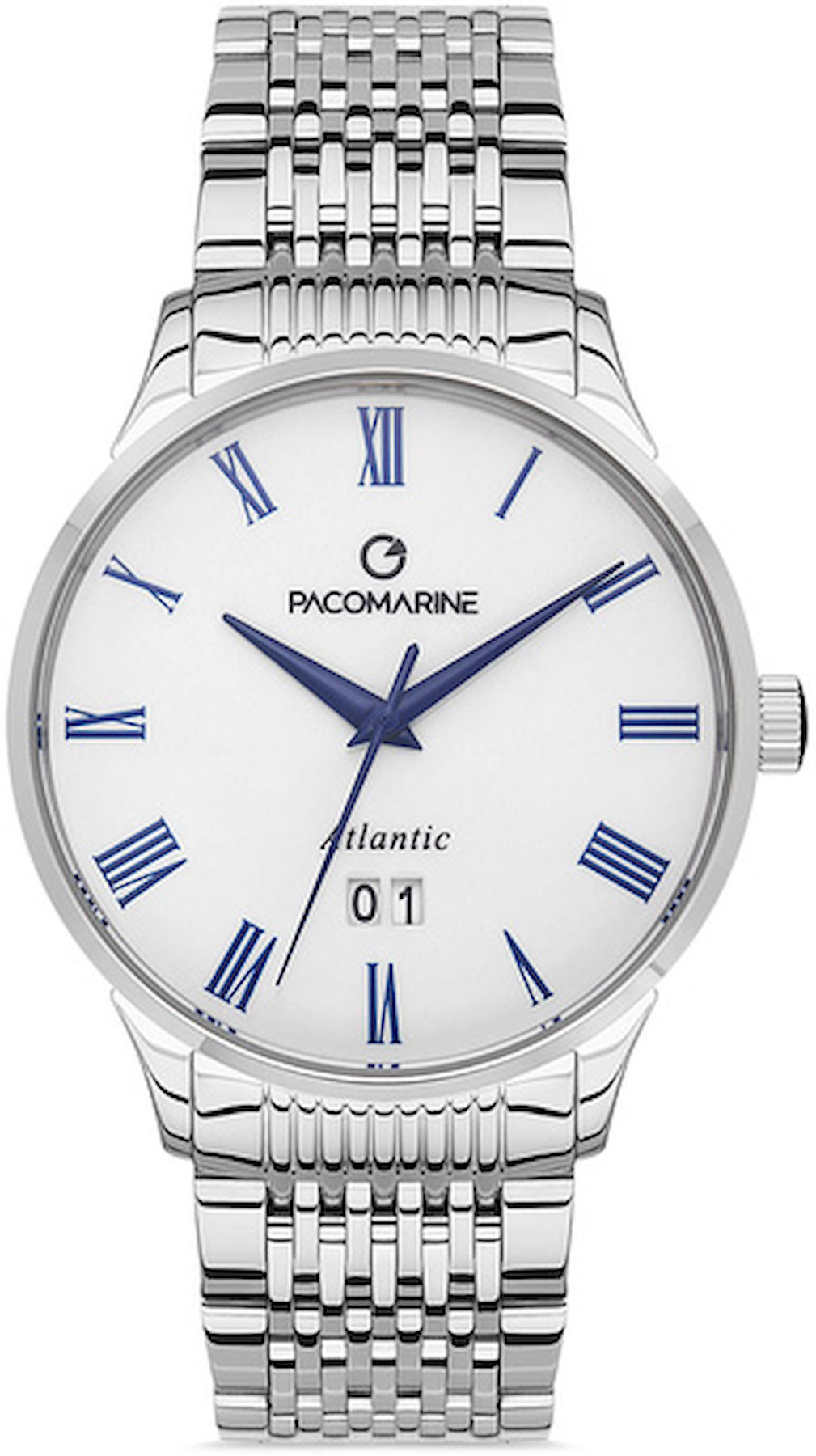 Pacomarine PM.28007.01 Takvimli 42 mm Çelik Kordon Analog Kol Saati