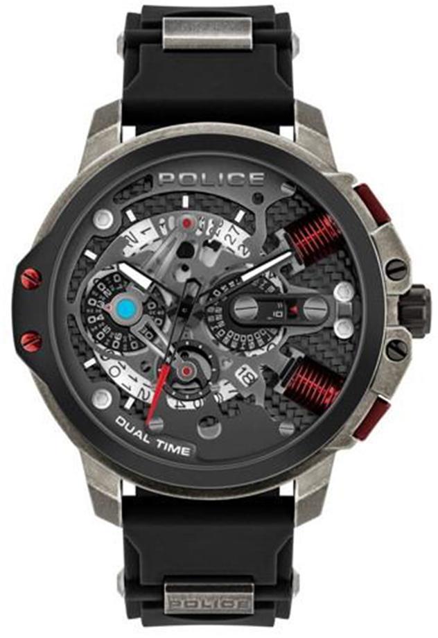 Police PEWJQ2003041 Takvimli 48 mm Siyah Silikon Kordon Analog Kol Saati