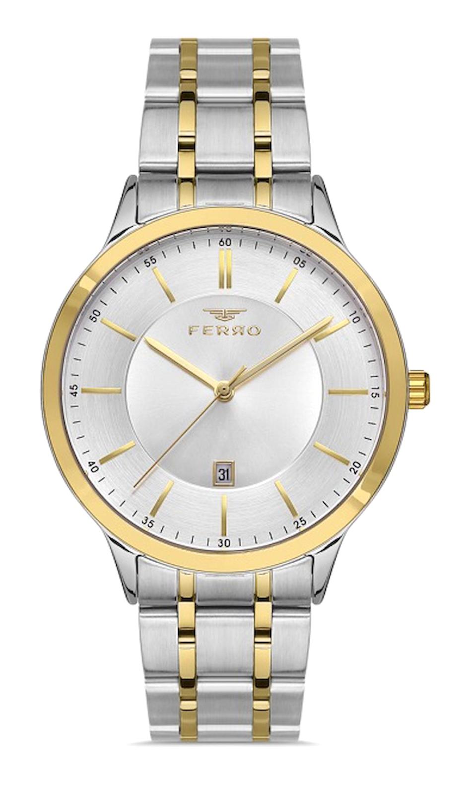 Ferro F11333A-D Takvimli 42 mm Altın-Metal Kordon Analog Erkek Kol Saati