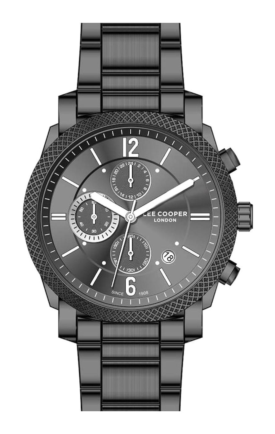 Lee Cooper LC07694.060 Takvimli 44 mm Siyah Metal Kordon Analog Erkek Kol Saati