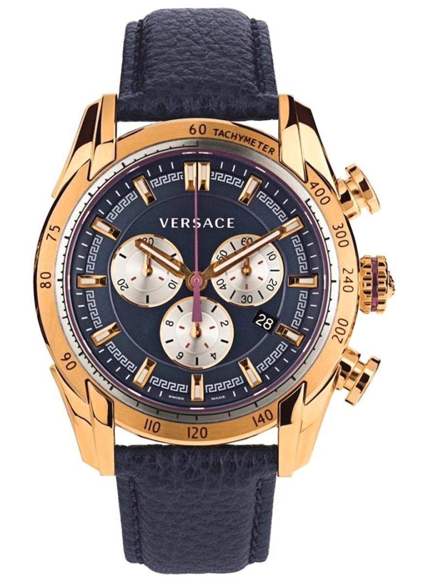 Versace VRSCVDB030014 Takvimli 44 mm Lacivert Deri Kordon Analog Erkek Kol Saati