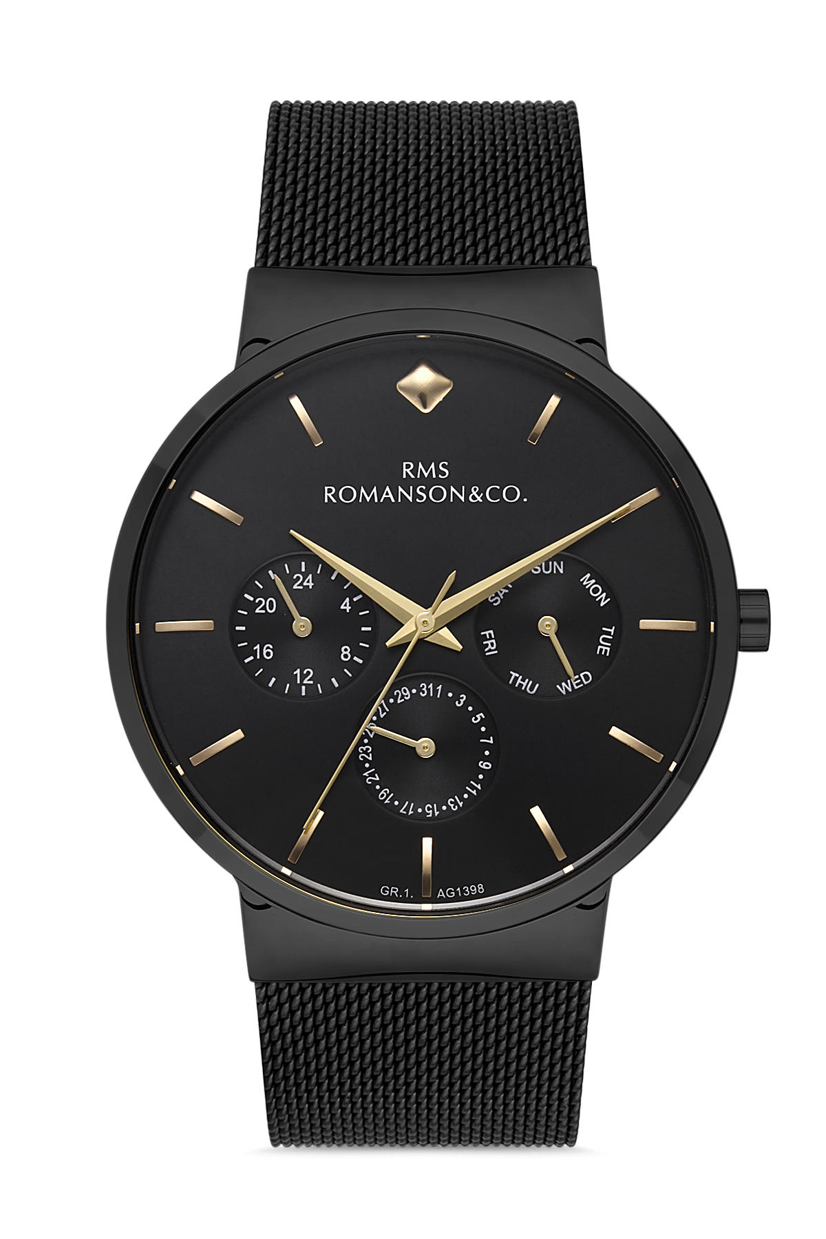 Grand Romanson GR.1.AG1398.05 Takvimli 43 mm Siyah Çelik Kordon Analog Erkek Kol Saati