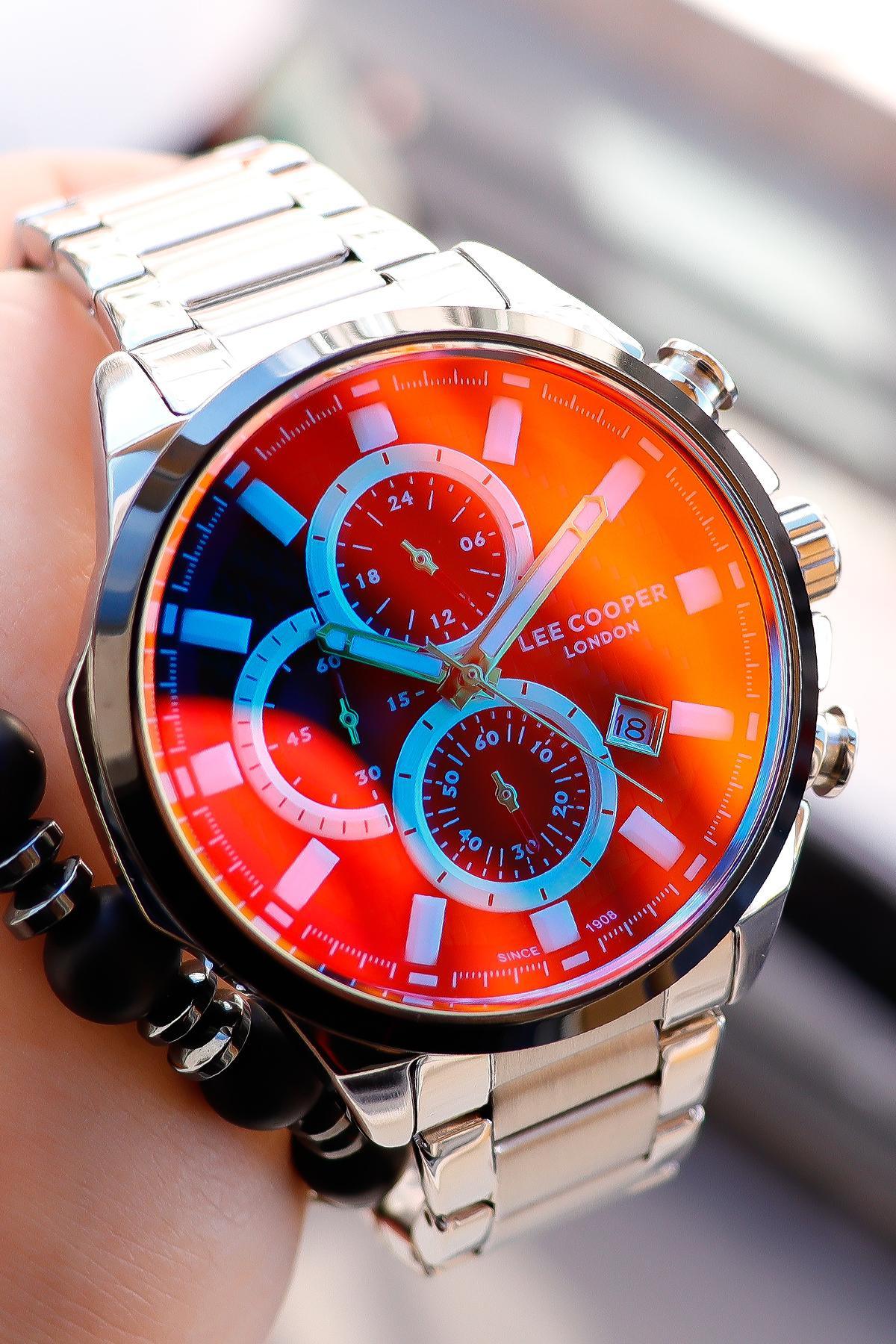 Lee Cooper LC07254.650 Kronometreli Takvimli 46 mm Çelik Kordon Analog Erkek Kol Saati
