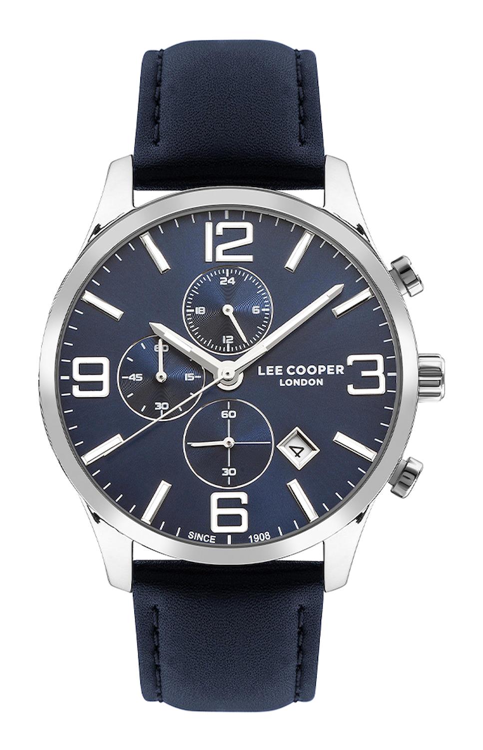 Lee Cooper LC07713.399-NM Takvimli 44 mm Lacivert Deri Kordon Analog Erkek Kol Saati
