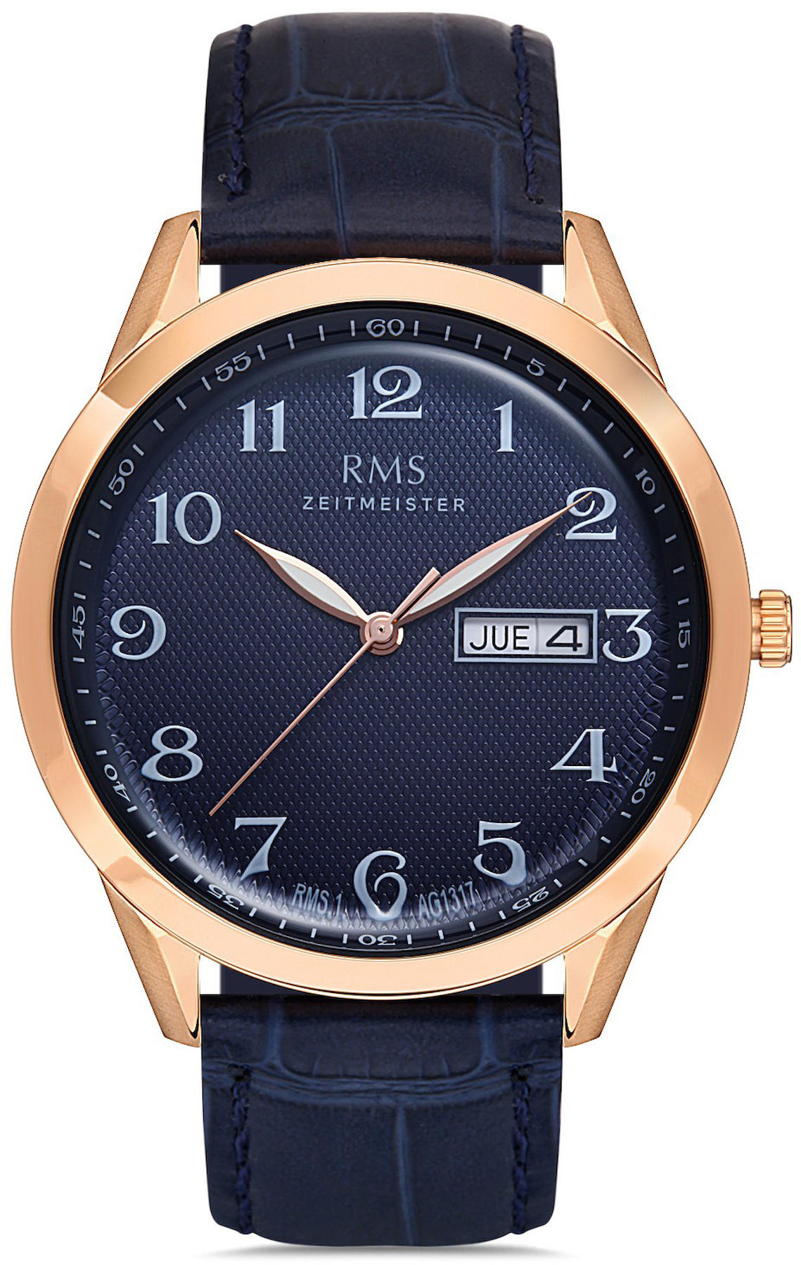 Romanson RMS.1.AG1317.24 Takvimli 42 mm Lacivert Deri Kordon Analog Kol Saati