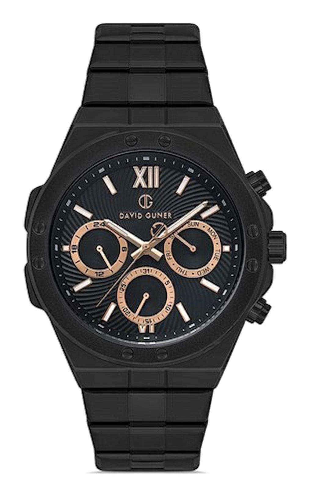 David Guner DG-8607GA-G2 Takvimli 42 mm Siyah Çelik Kordon Analog Kol Saati