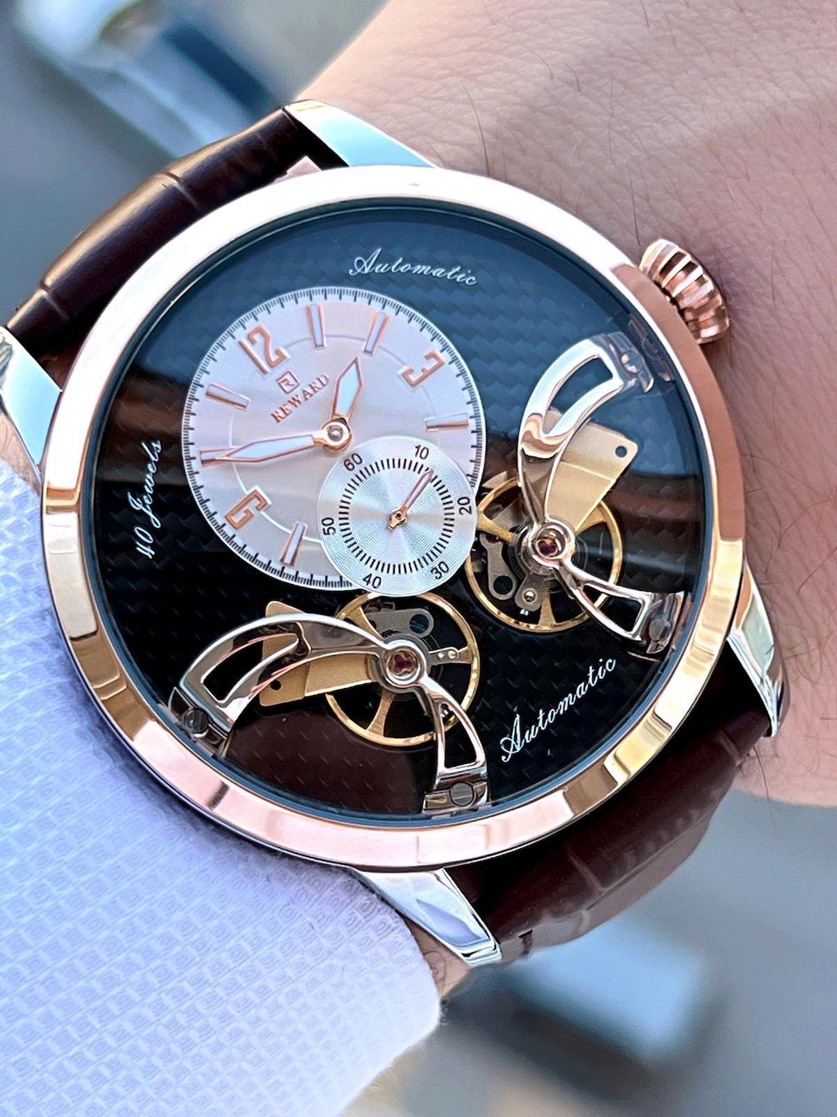Reward EA.145138 44 mm Kahverengi Deri Kordon Analog Erkek Kol Saati