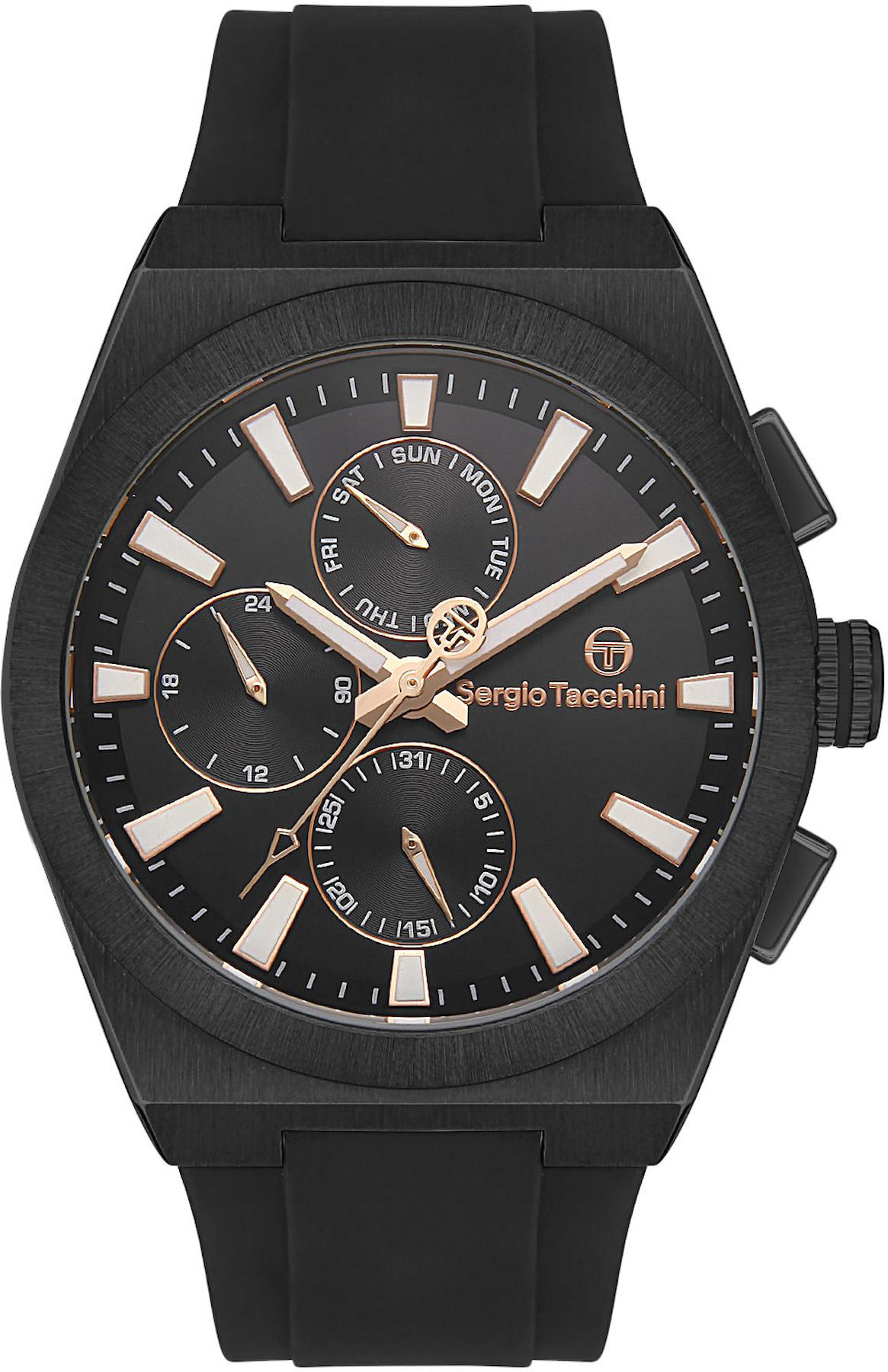 Sergio Tacchini ST.1.10362.5 Takvimli Siyah Çelik Kordon Analog Kol Saati