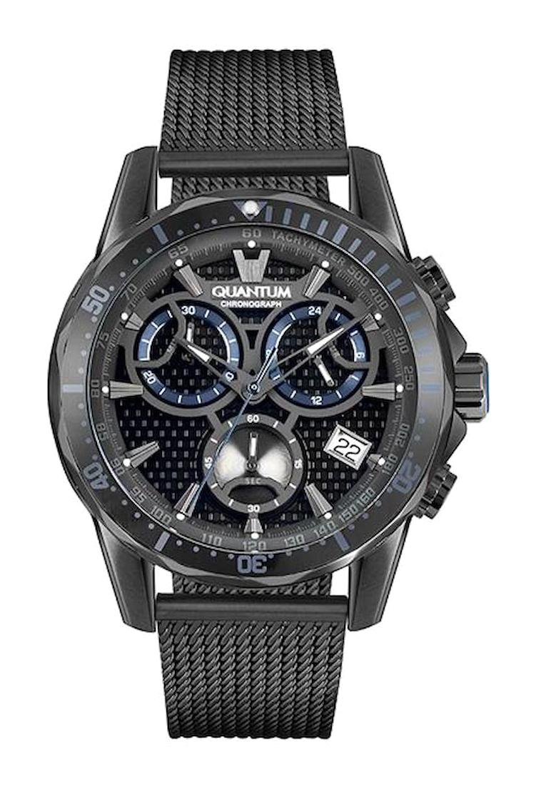 Quantum PWG862.650 Takvimli 45 mm Siyah Çelik Kordon Analog Erkek Kol Saati