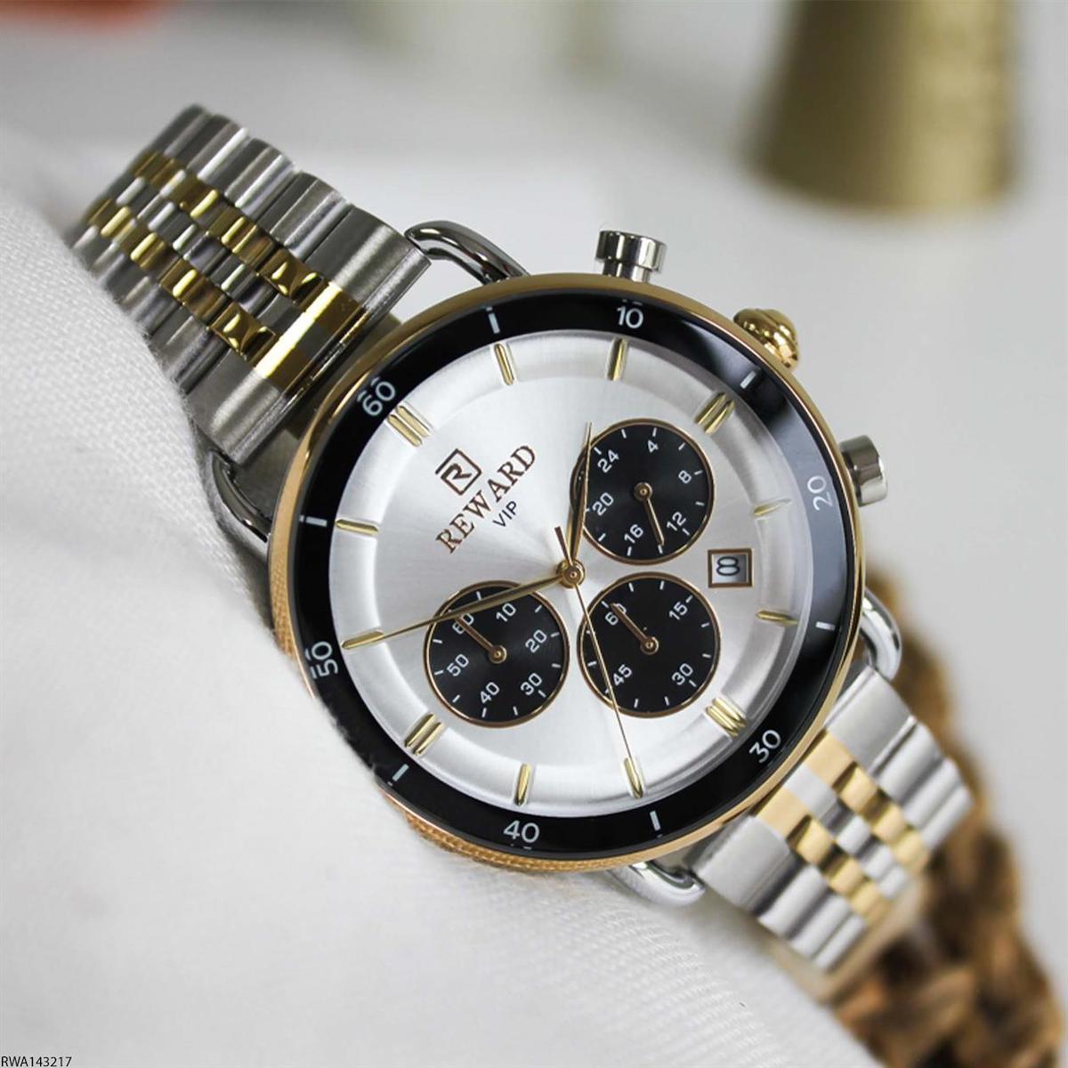 Reward RWA143217 Takvimli 42 mm Altın-Çelik Kordon Analog Erkek Kol Saati