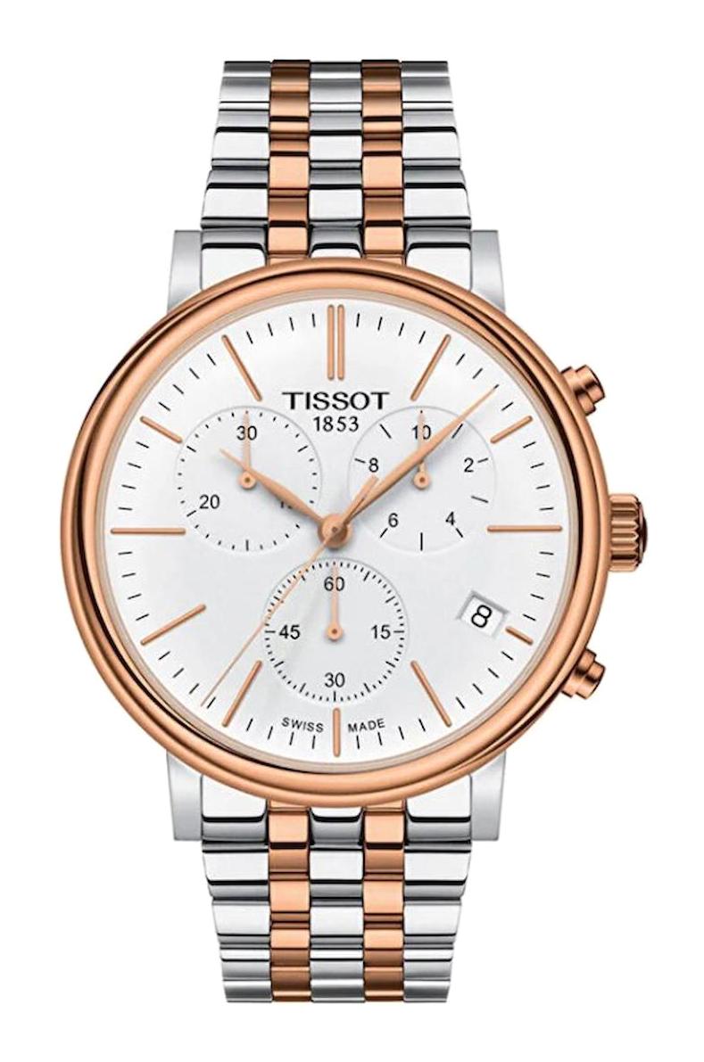 Tissot T1224172201100 Takvimli 44 mm Gri-Rose Gold Çelik Kordon Analog Kol Saati