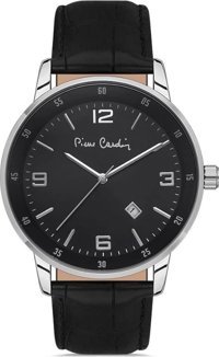 Pierre Cardin 800401F03 Takvimli 44 mm Siyah Deri Kordon Analog Kol Saati