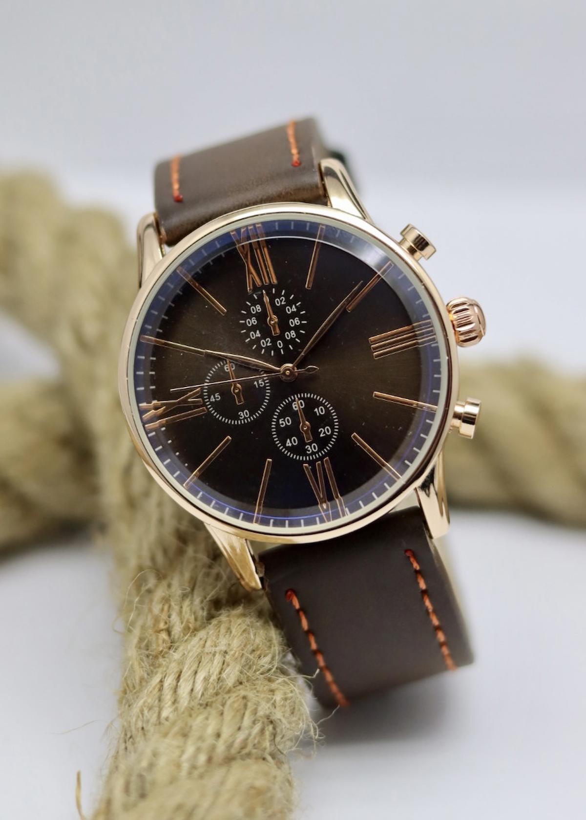 Şahmat MAT-216 Takvimli 42 mm Kahverengi Metal Kordon Analog Erkek Kol Saati