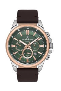Daniel Klein DKE.1.10556.4 Takvimli 45 mm Kahverengi Deri Kordon Analog Erkek Kol Saati