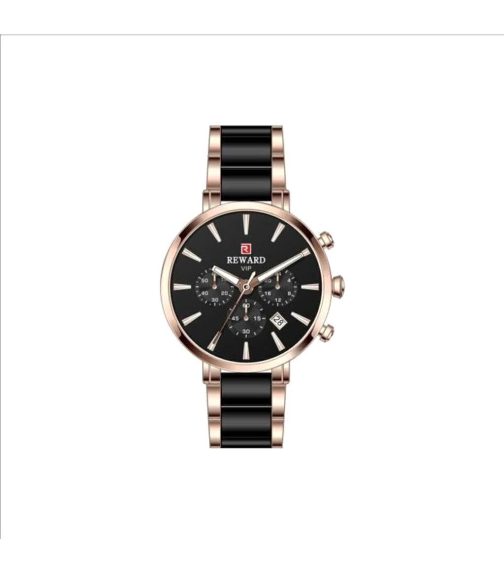 Reward A140892 Takvimli 43 mm Rose Gold-Siyah Çelik Kordon Analog Kol Saati
