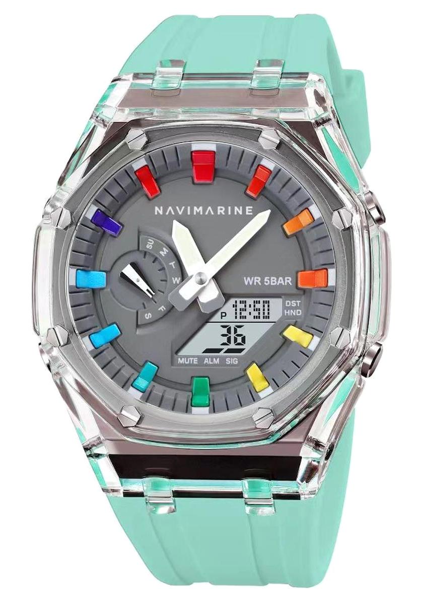 Navimarine AZR001-11 Takvimli 43 mm Mavi Silikon Kordon Analog Kol Saati