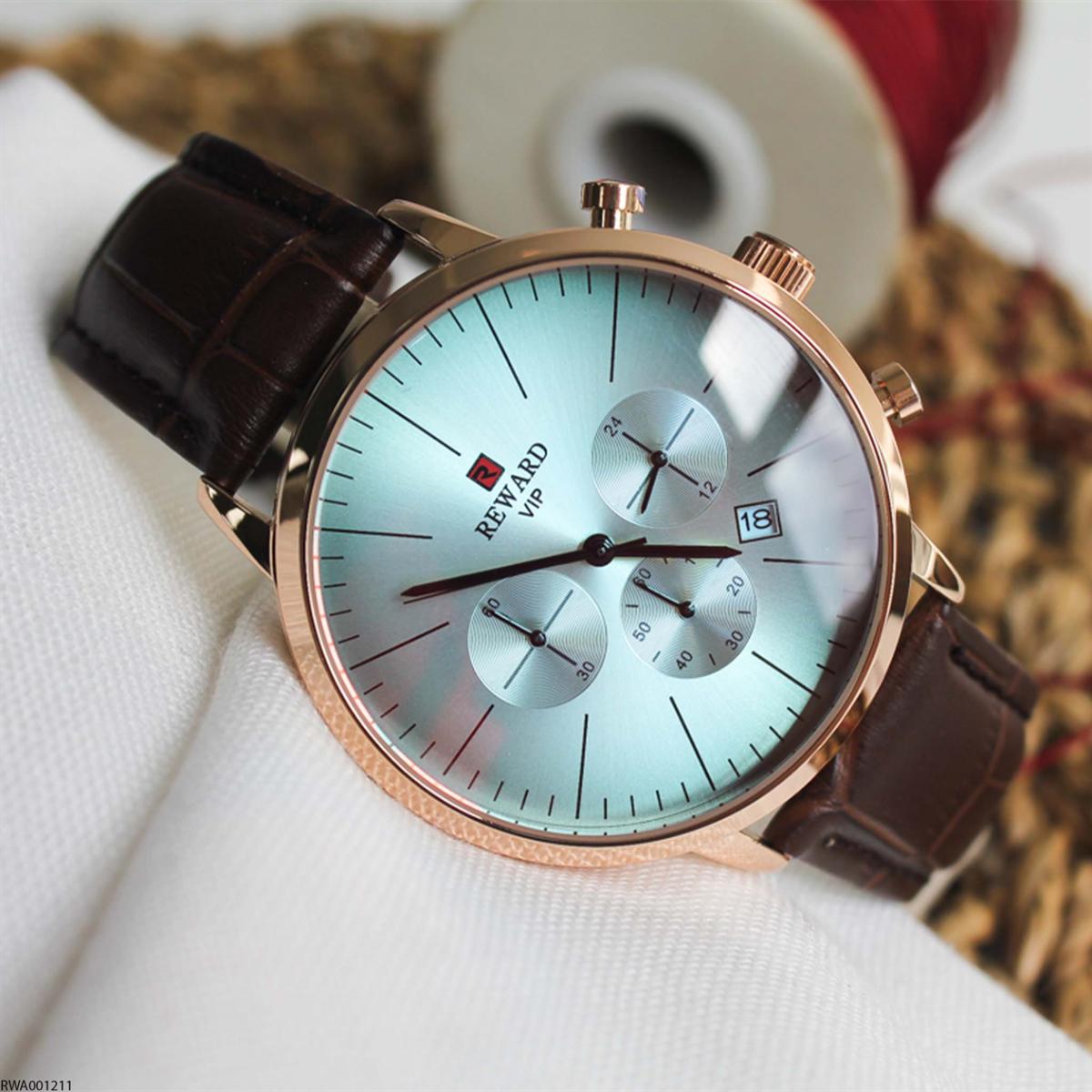 Reward RWA001211 Takvimli 45 mm Kahverengi Metal Kordon Analog Erkek Kol Saati