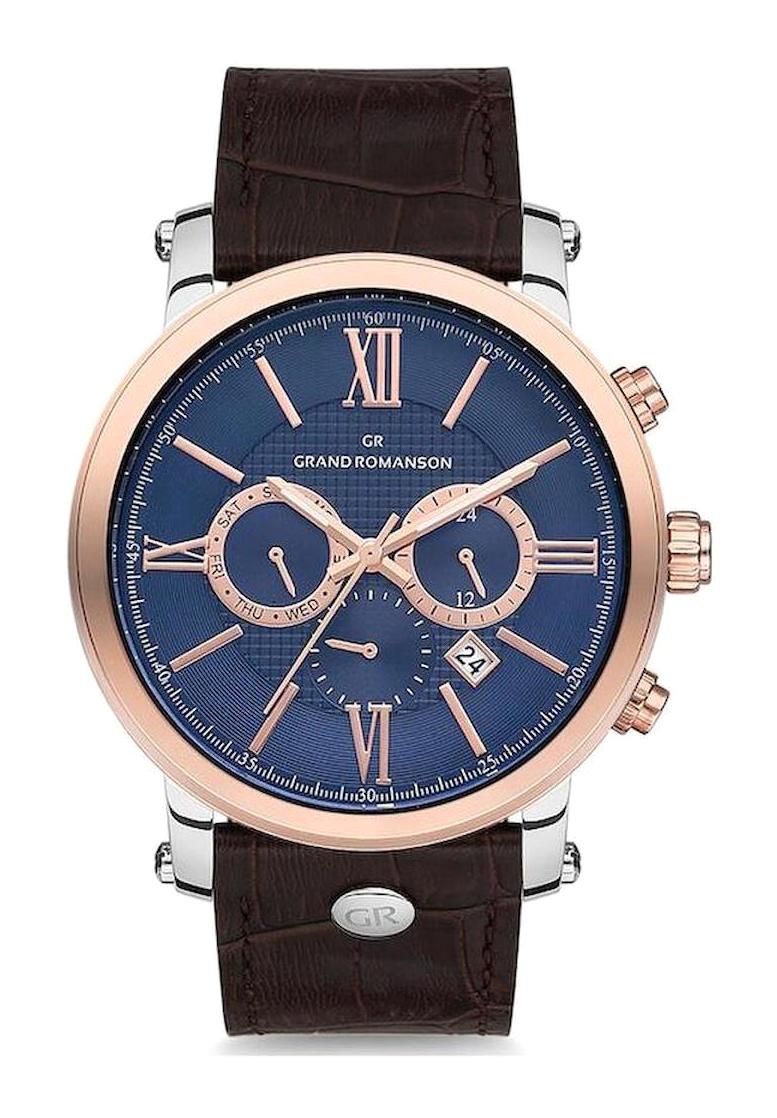 Grand Romanson GR.1AG1149.05 Takvimli 45 mm Kahverengi Deri Kordon Analog Erkek Kol Saati