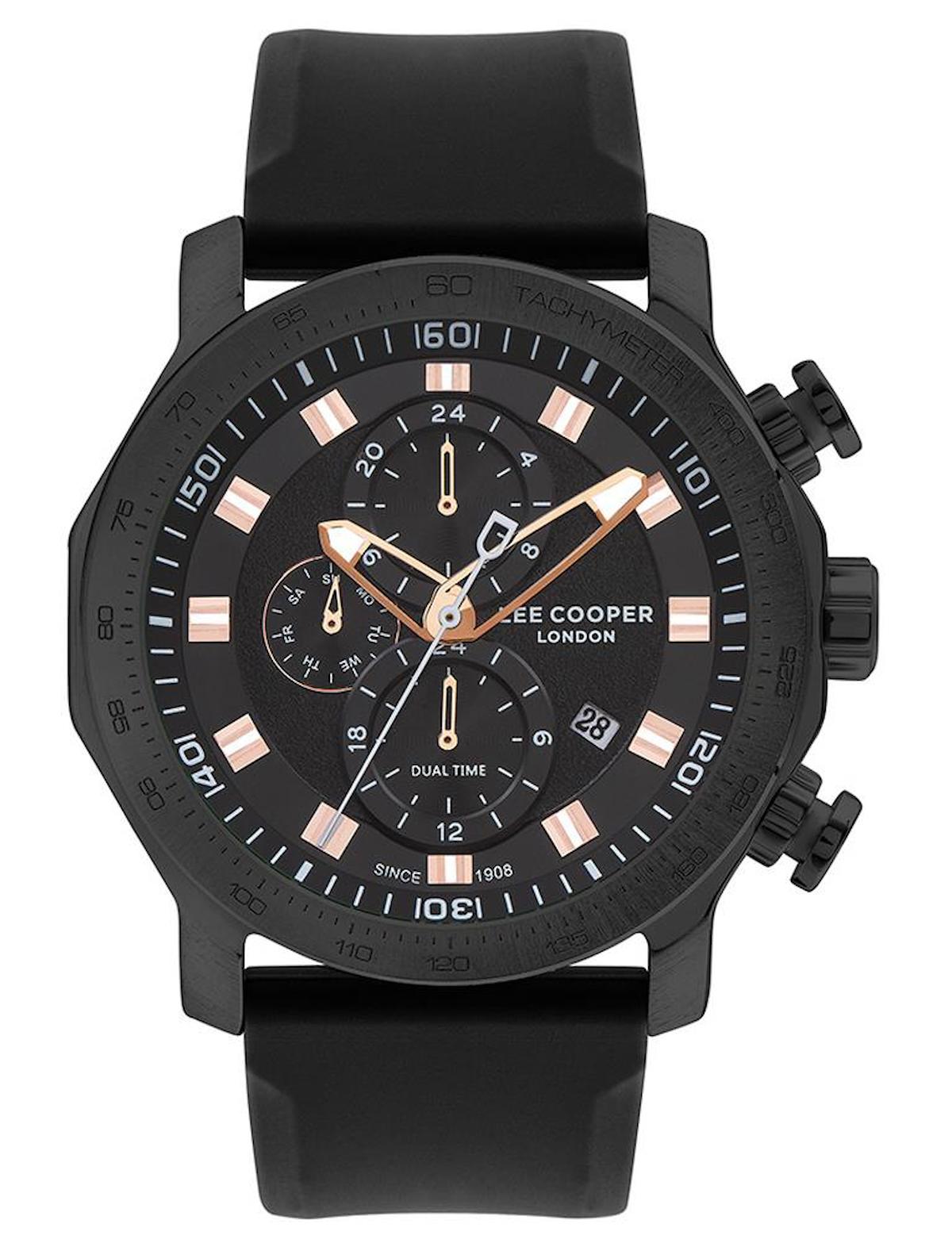 Lee Cooper LC07631.651 Takvimli Siyah Silikon Kordon Analog Erkek Kol Saati